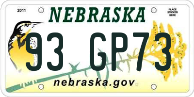 NE license plate 93GP73