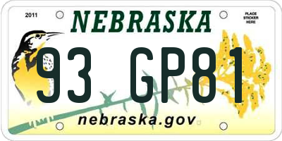 NE license plate 93GP81