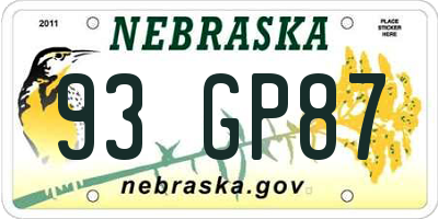 NE license plate 93GP87