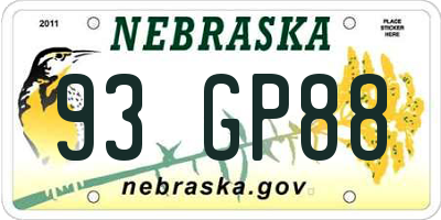 NE license plate 93GP88