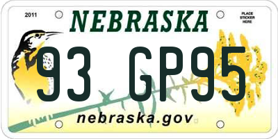 NE license plate 93GP95