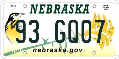 NE license plate 93GQ07