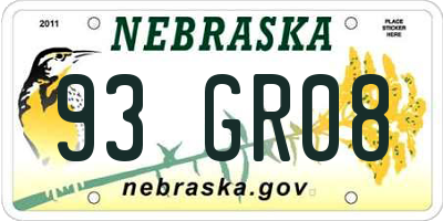 NE license plate 93GR08