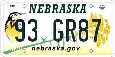 NE license plate 93GR87