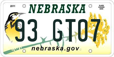 NE license plate 93GT07