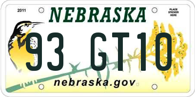 NE license plate 93GT10