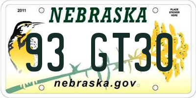 NE license plate 93GT30