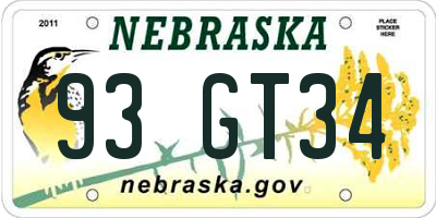 NE license plate 93GT34