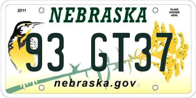 NE license plate 93GT37