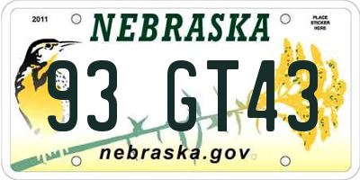 NE license plate 93GT43