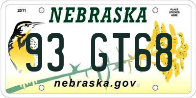 NE license plate 93GT68