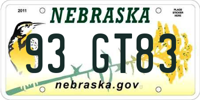NE license plate 93GT83
