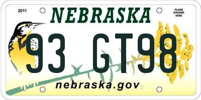 NE license plate 93GT98