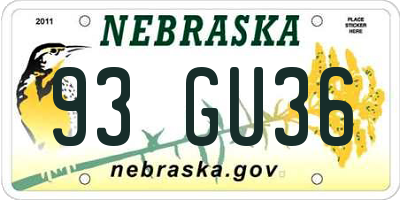 NE license plate 93GU36