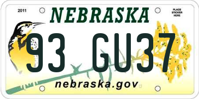 NE license plate 93GU37