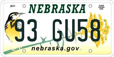 NE license plate 93GU58