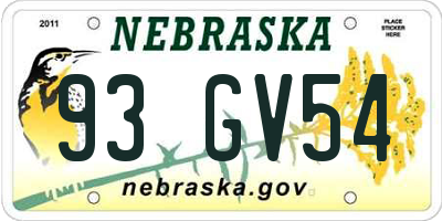 NE license plate 93GV54