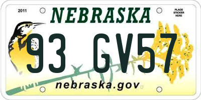 NE license plate 93GV57