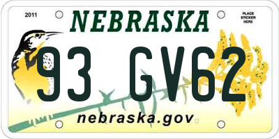 NE license plate 93GV62