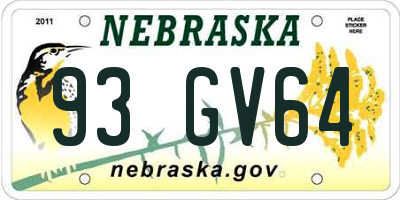 NE license plate 93GV64