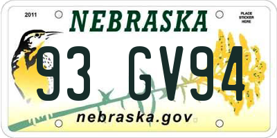 NE license plate 93GV94