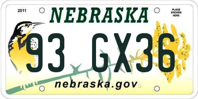 NE license plate 93GX36