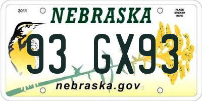 NE license plate 93GX93