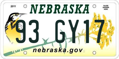 NE license plate 93GY17