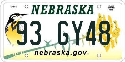 NE license plate 93GY48