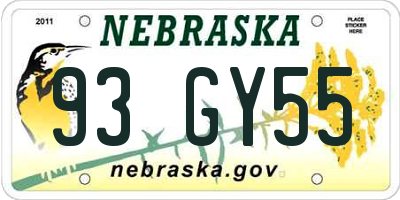 NE license plate 93GY55