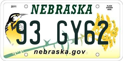 NE license plate 93GY62