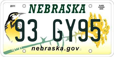 NE license plate 93GY95
