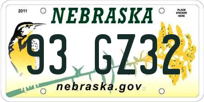 NE license plate 93GZ32