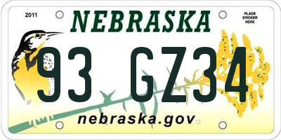 NE license plate 93GZ34