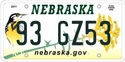 NE license plate 93GZ53
