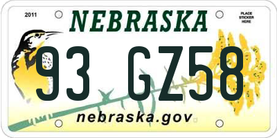 NE license plate 93GZ58