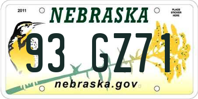NE license plate 93GZ71