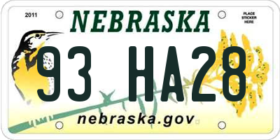 NE license plate 93HA28
