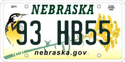 NE license plate 93HB55