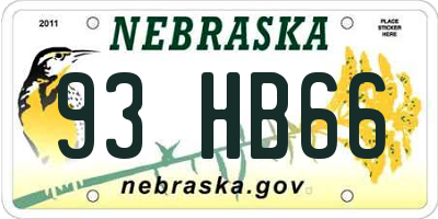 NE license plate 93HB66