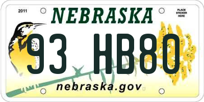 NE license plate 93HB80