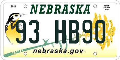 NE license plate 93HB90