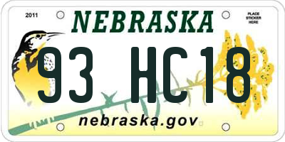 NE license plate 93HC18