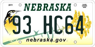 NE license plate 93HC64
