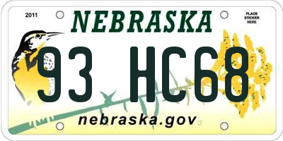 NE license plate 93HC68