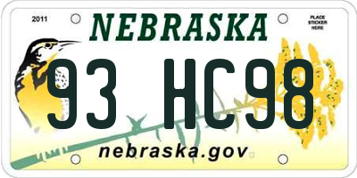 NE license plate 93HC98