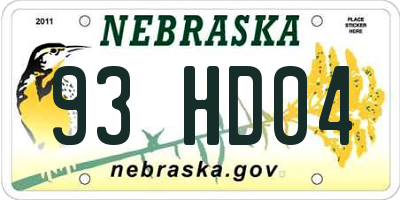 NE license plate 93HD04