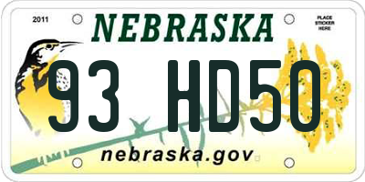 NE license plate 93HD50