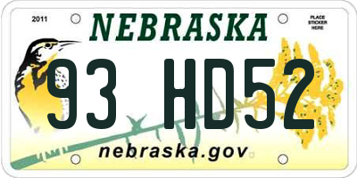 NE license plate 93HD52