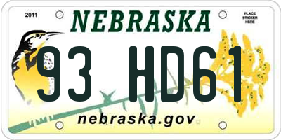 NE license plate 93HD61